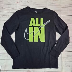Nike 3 Brand Large 12-13 yrs Black/ Neon Green Long Sleeve Shirt